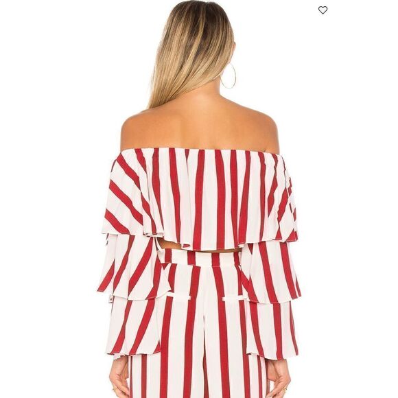 House of Harlowe Claudine Top in White & Red Size S - Picture 2 of 8